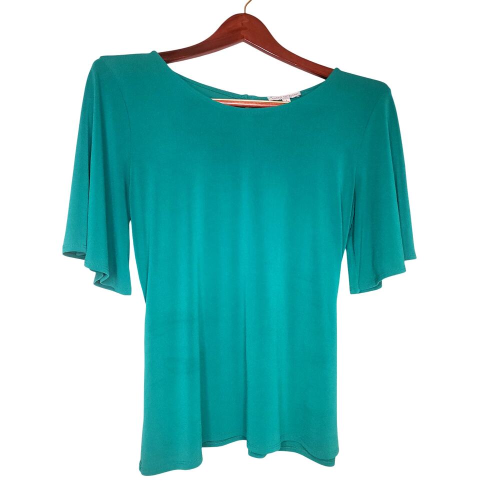Green Envelope Los Angeles Green Short Sleeve Business Work Top Sz L